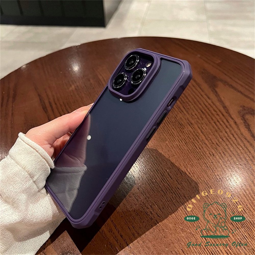 Ốp Điện Thoại TPU Trong Suốt Màu Tím Cho Iphone 14 / 13 / 12 Pro Max Plus