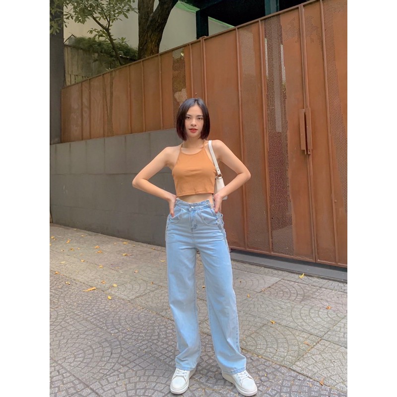 [Ảnh thật chính chủ] Áo croptop dây lưng