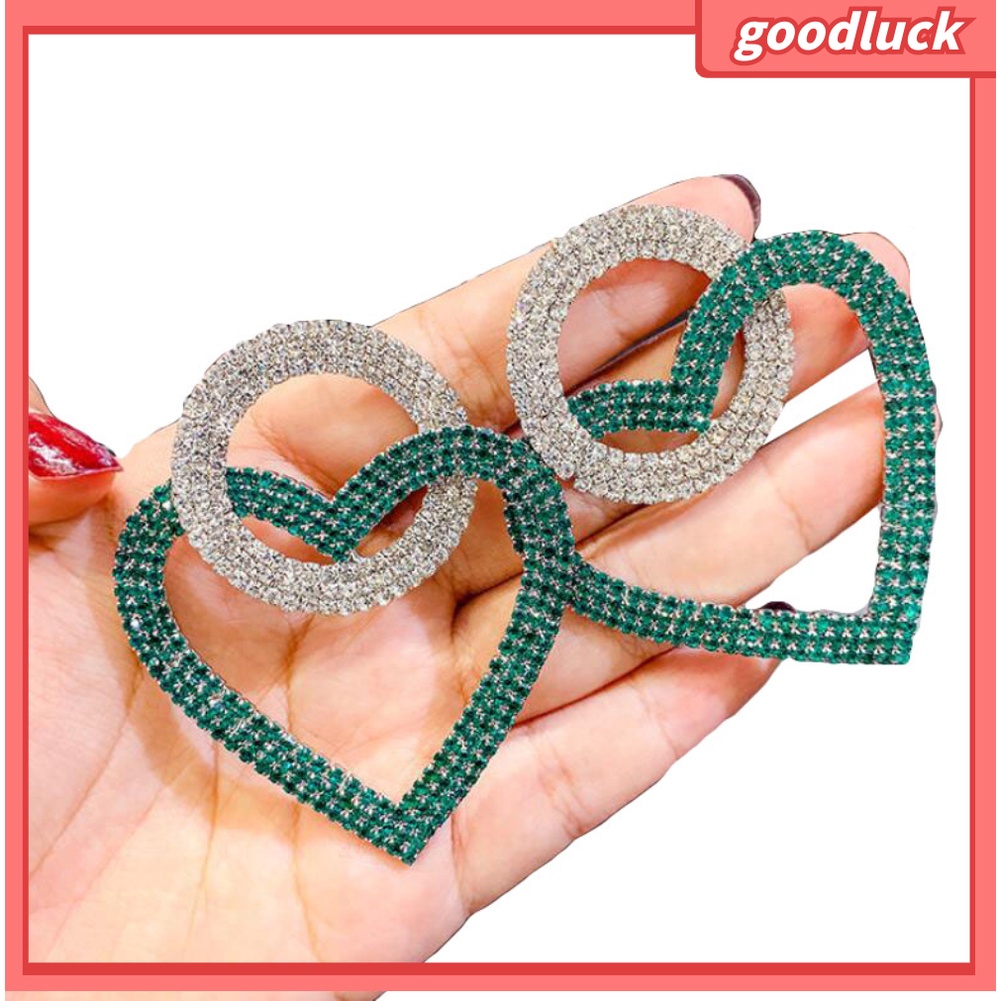 Bông Tai Hình Trái Tim Đính Đá Cho Nữ