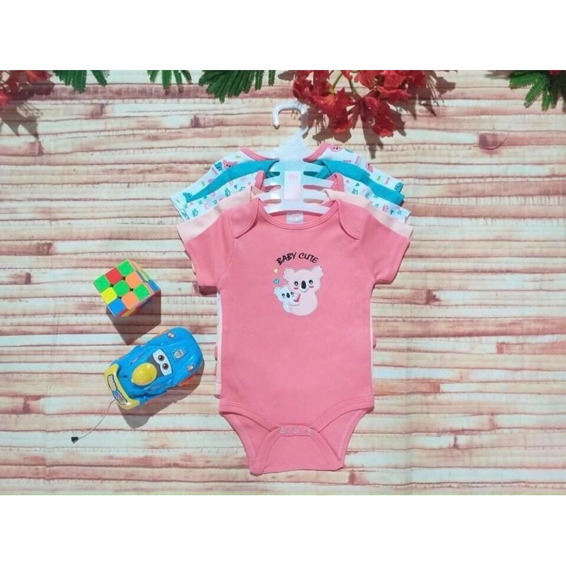 Set 5 body cộc tay kèm móc cho bé trai, bé gái 0-12 tháng- Chất cotton dày dặn