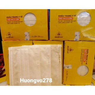 Khẩu trang y tế Bông Bạch Tuyết trẻ em 3 lớp  màu trắng.