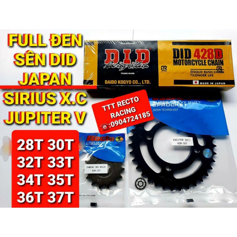 NHÔNG SÊN DĨA NHẬT 349k SIRIUS X.CƠ/JUPITER X.C DĨA 28T 30T 32T 33T 34T 35T 36T 37T NHÔNG 14T 15T 16T CHÍNH HÃNG RECTO