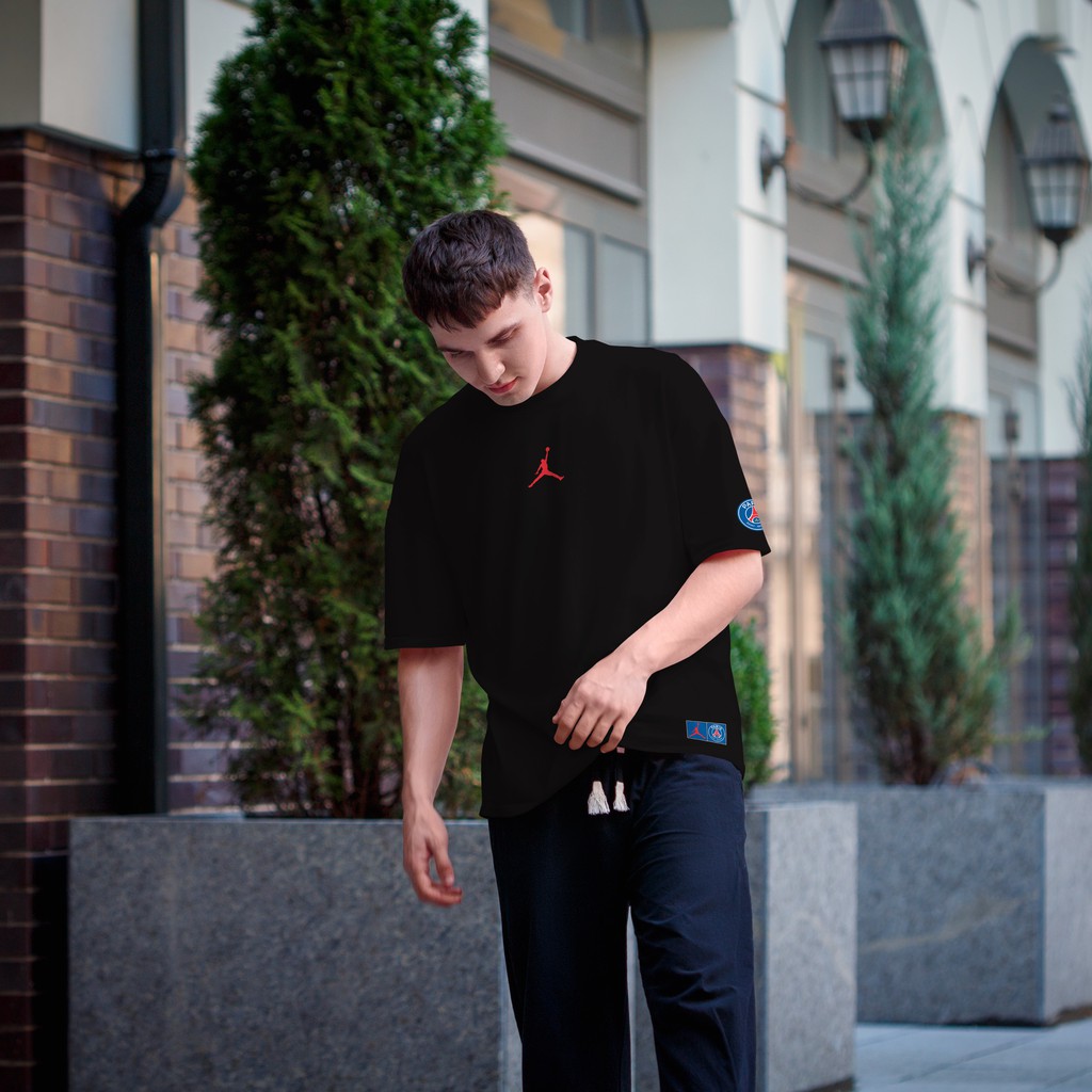 Áo thun Air Jordan PSG, áo thun form oversize. Chất cotton mịn thấm hút mồ hôi