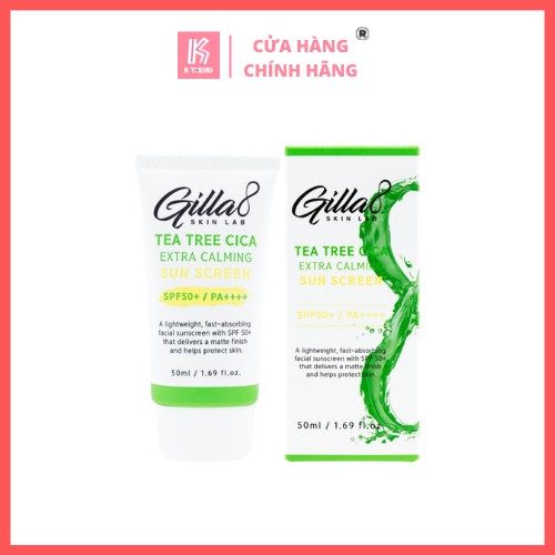 [TẶNG MẶT NẠ NHAU THAI CỪU] Kem chống nắng Gilla8 tràm trà tea tree cica extra calming sun screen