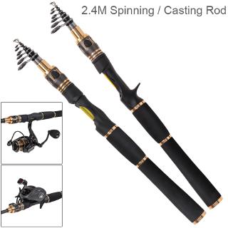 Cần câu cá sợi carbon loại xoay và ném 2.4m