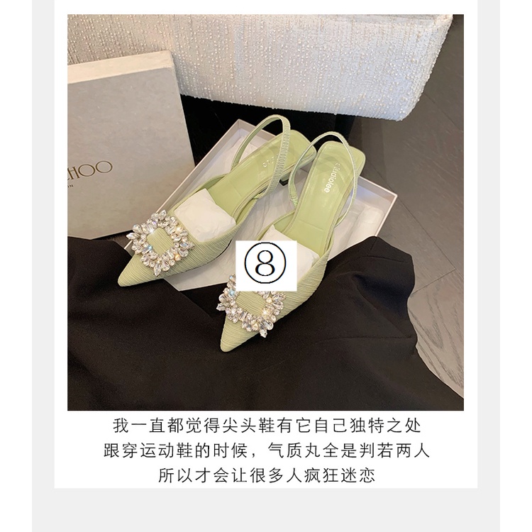 Giày Cao Gót Mũi Nhọn Đính Đá Thời Trang Mùa Hè 2022 Mới Cho Nữ