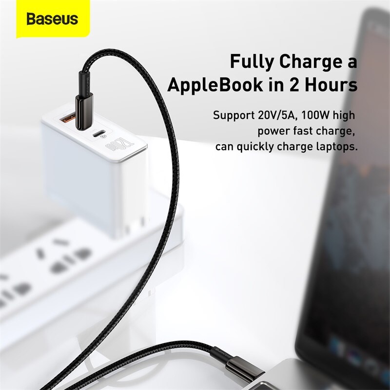 Dây cáp sạc nhanh Baseus cho Xiaomi Redmi Note 8 MacBook iPad Pro đầu USB C sang USB Type C tốc độ nhanh 4.0 PD 100W