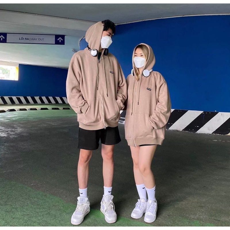 HOODIE OVERSIZE màu CẨMEL - áo khoác nỉ có mủ trùm đầu