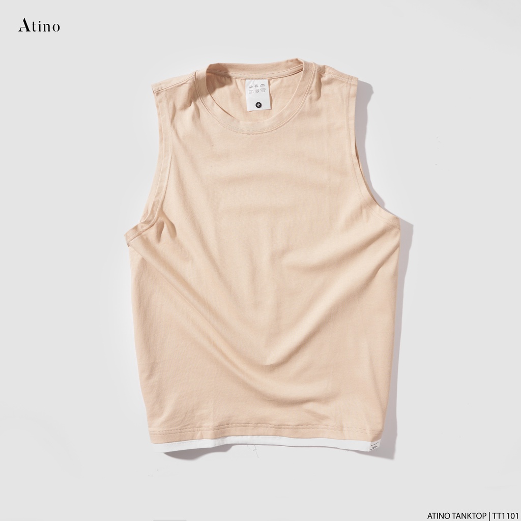 Áo Tank Top Nam Trơn ATINO Chất Cotton Thoáng Mát form Regular TT1101