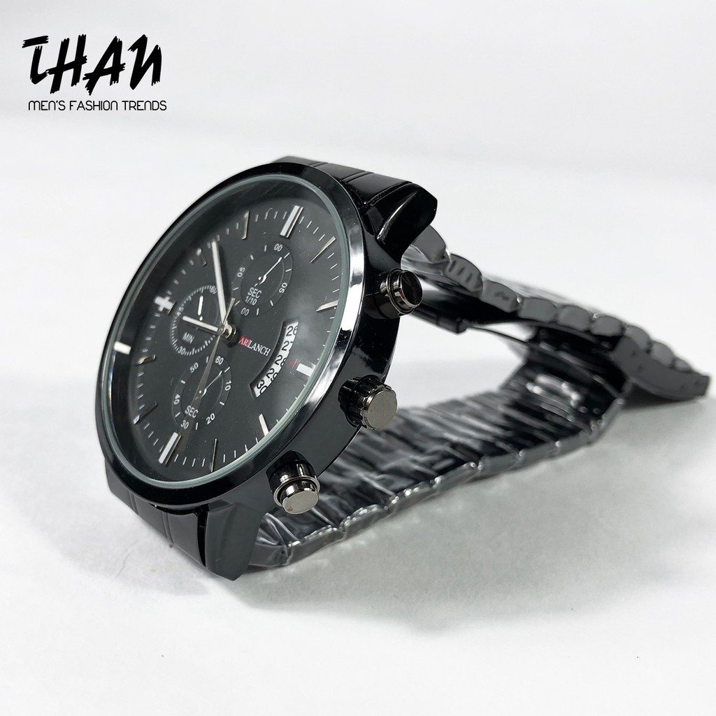 Đồng Hồ Nam Arlanch Dây Thép Đen Phong Cách Doanh Nhân Sang Trọng, Có Lịch Ngày, Kính cường lực chống xước - Tặng hộp | BigBuy360 - bigbuy360.vn