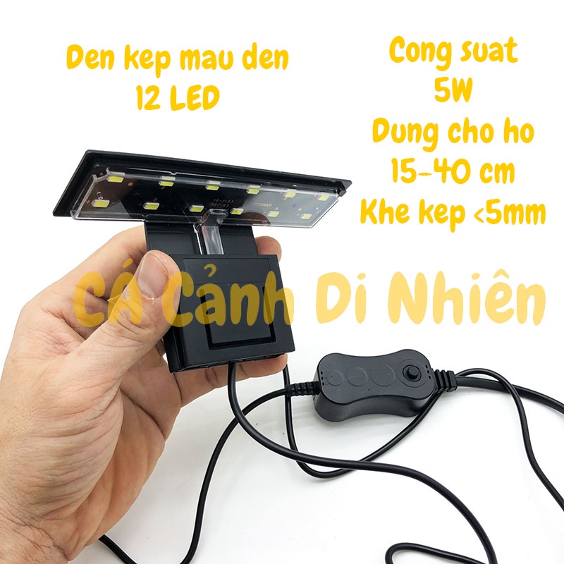 Đèn LED kẹp M-180 thành hồ cá thủy sinh để bàn mini size 15-25 cm