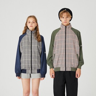 Áo khoác bomber cặp đôi nam nữ dáng Hàn Quốc mix màu kẻ caro