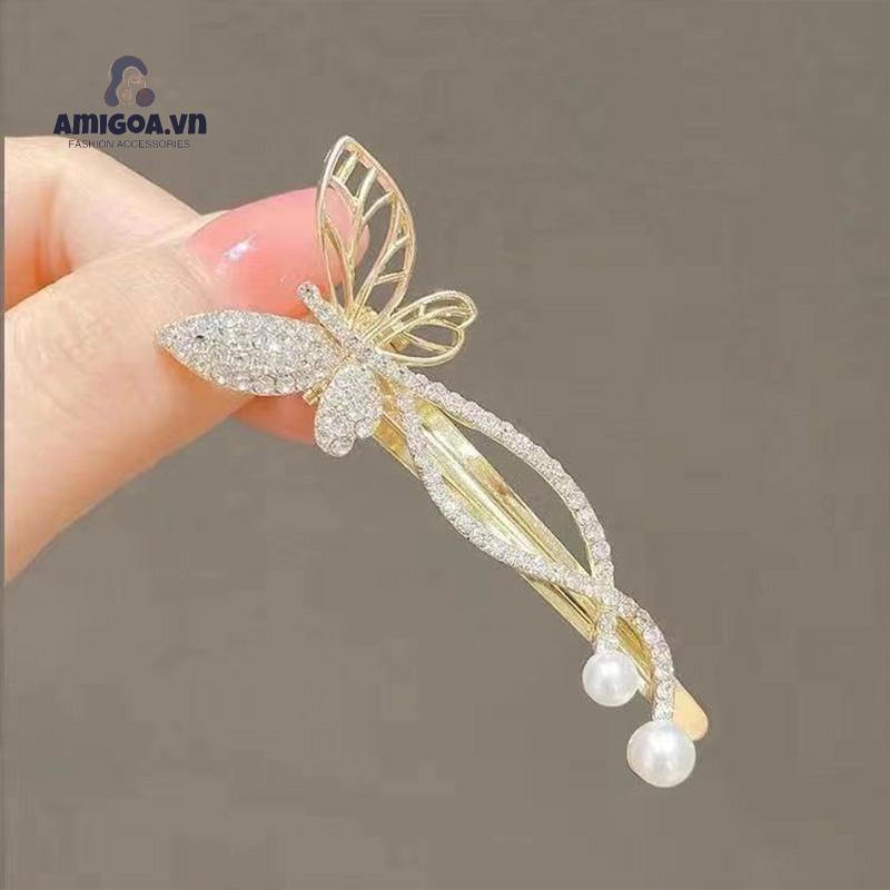✨✨Kẹp Tóc Hình Bướm Đính Ngọc Trai Nhân Tạo Thời Trang