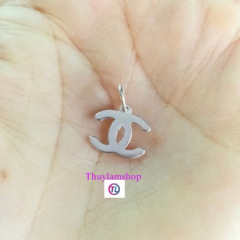 Charm móc treo chữ C lồng biểu tượng Chan nel bạc s925 vĩnh viễn bảo hành bạc Thuylamshop