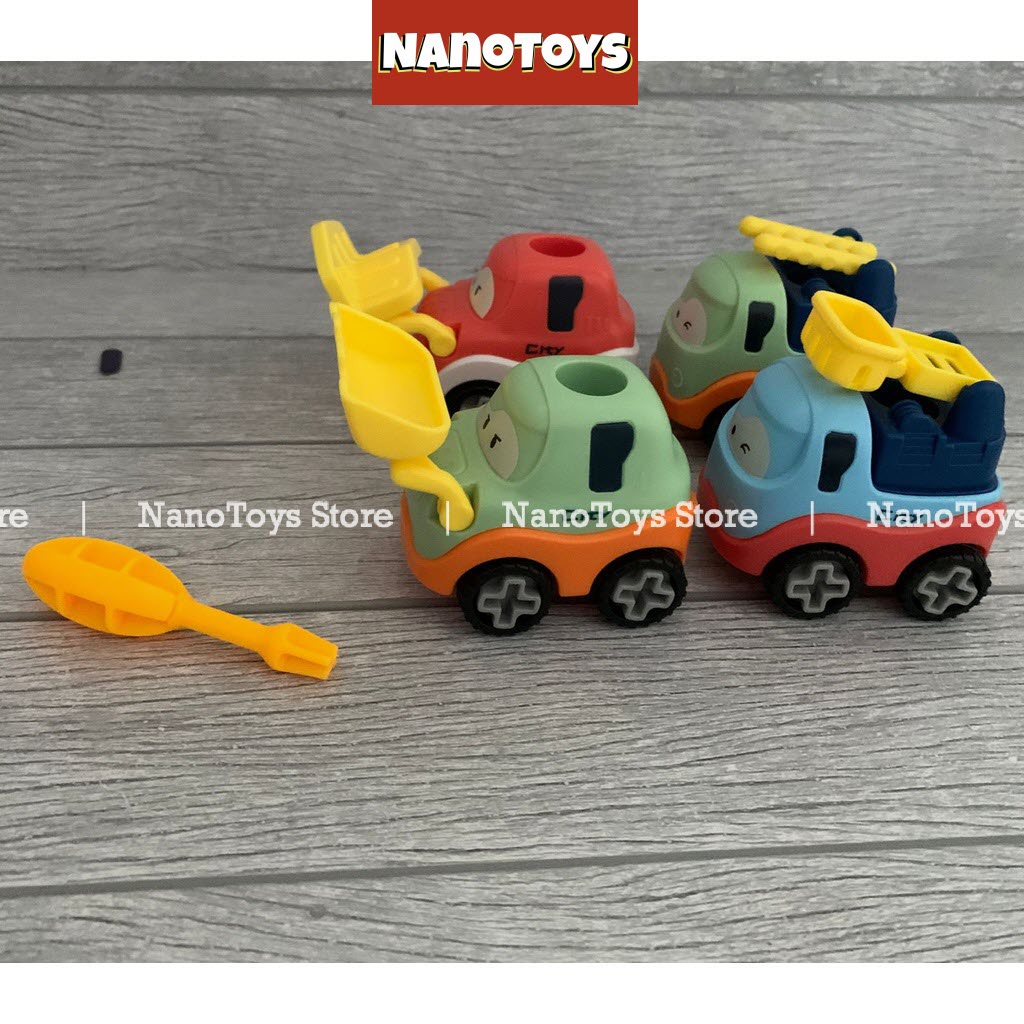 Đồ chơi set 4 xe lắp ráp chạy trớn kèm tua vít - NANOTOYS STORE