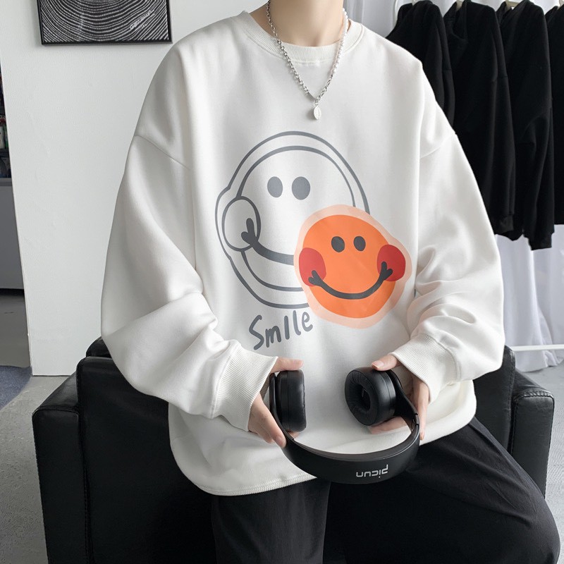 Áo sweater,áo nỉ hình mặt cười form rộng nam nữ mặc đều đẹp | BigBuy360 - bigbuy360.vn