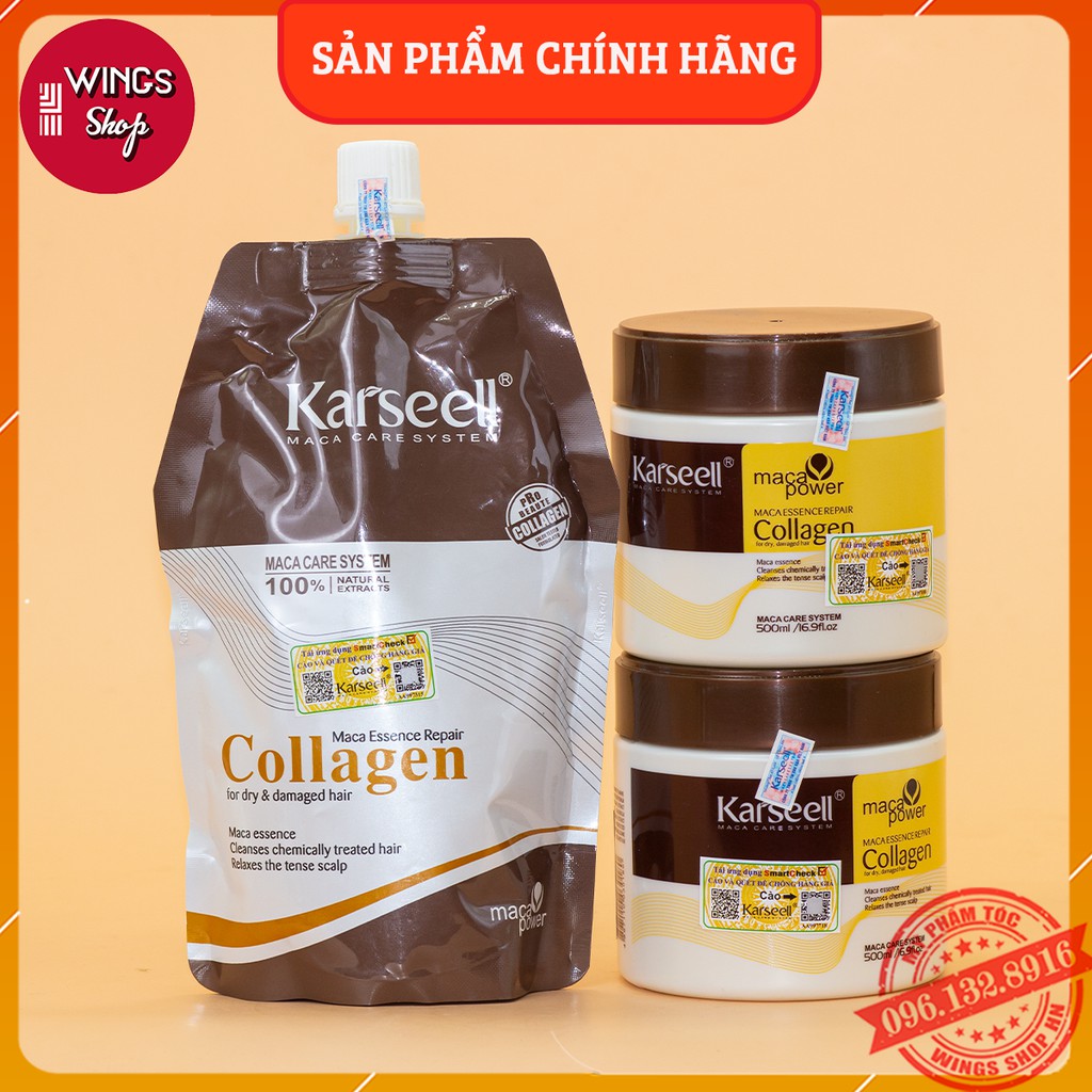 Kem Hấp Ủ Xả Phục Hồi Tóc Collagen Karseell Maca 500ML | Phục Hồi Tóc, Giúp Tóc Siêu Mềm Mượt