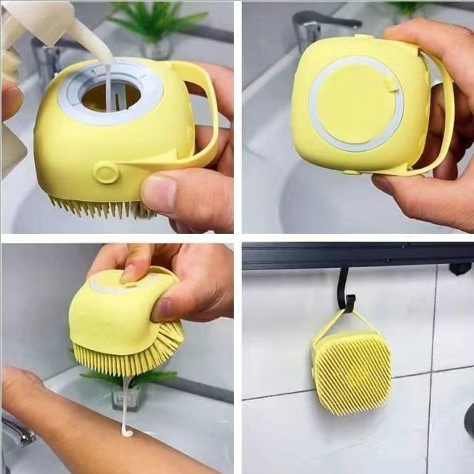 Bông tắm silicon tạo bọt, massage có ngăn chứa sữa tắm