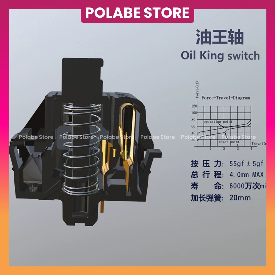 1 hộp 35 switch Gateron Oil King Switch Linear Switch Công Tắc Bàn Phím Cơ - Polabe Store