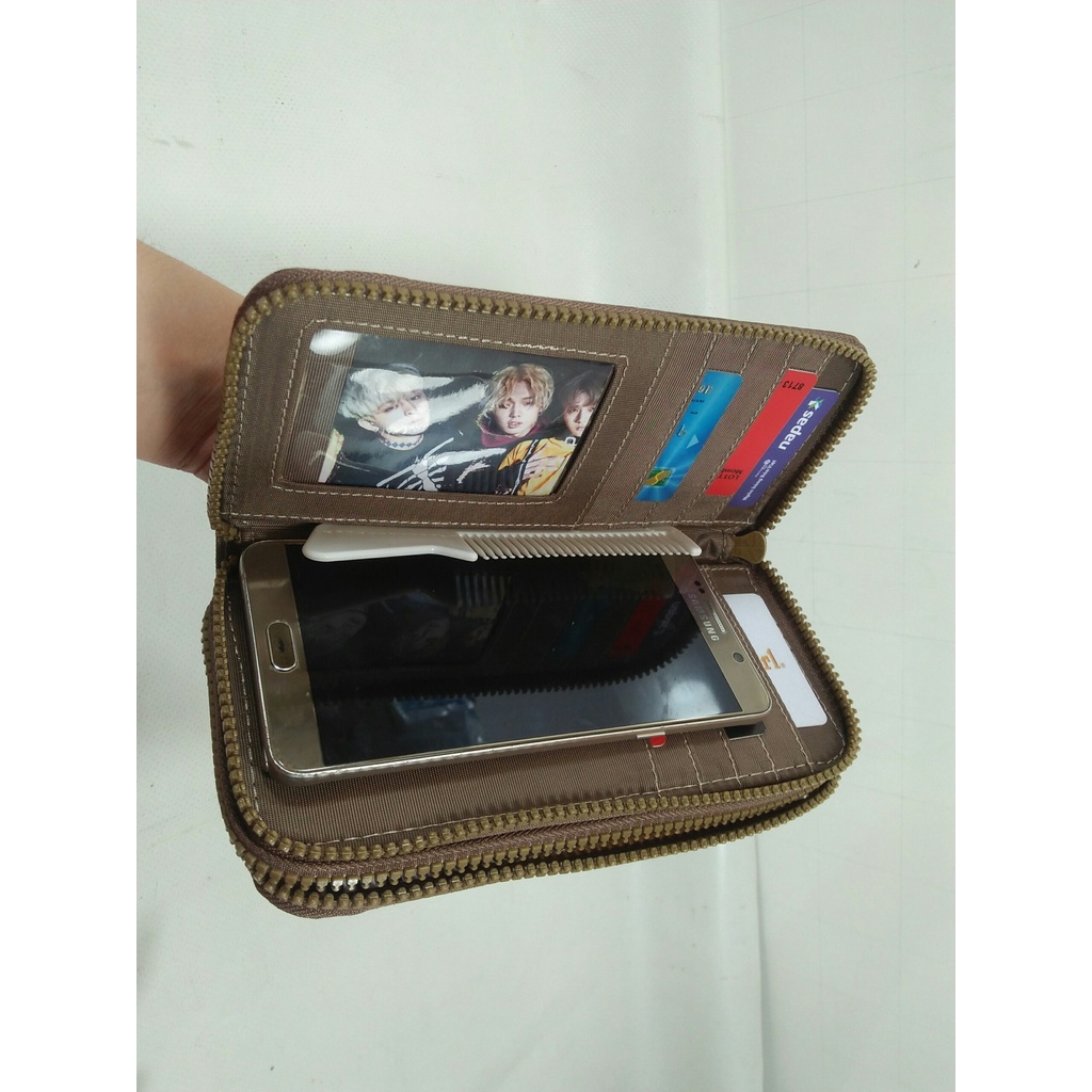 Ví cầm tay Nữ 2 khoá kéo, chính hãng Noble, chất liệu vải dù, chống nước, siêu bền, Mã: N720TRO, nhiều màu