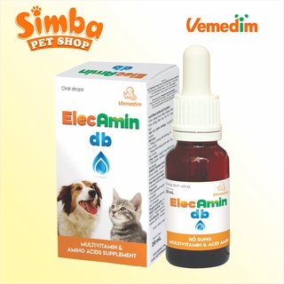 Vemedim Elecamin db cung cấp vitamin tăng đề kháng cho chó, mèo, chim cảnh, chai 20ml
