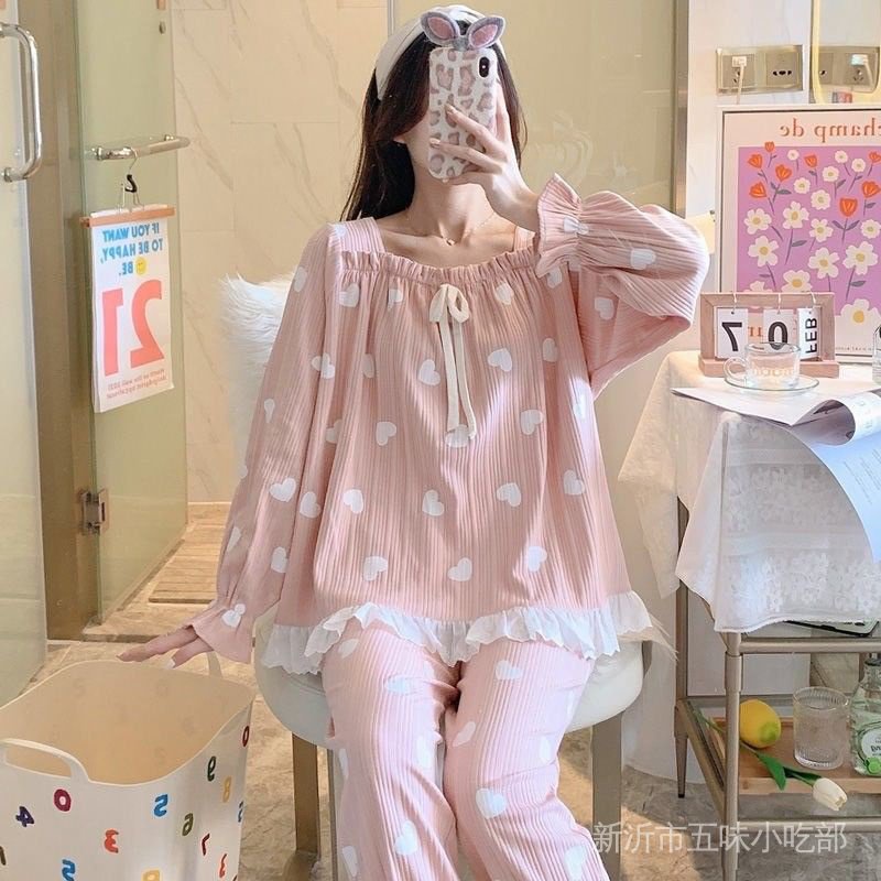 Bộ Đồ Ngủ Hai Mảnh Tay Dài Phong Cách Hàn Quốc Thời Trang Xuân Thu Mới 2022