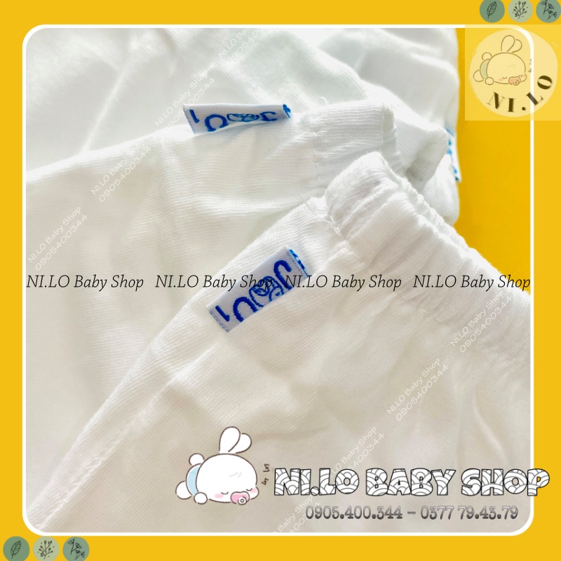 Quần đùi sơ sinh Trắng Viền Màu JOU, chất vải cotton 100% cao cấp mềm, mịn, thoáng mát {Ảnh thật}