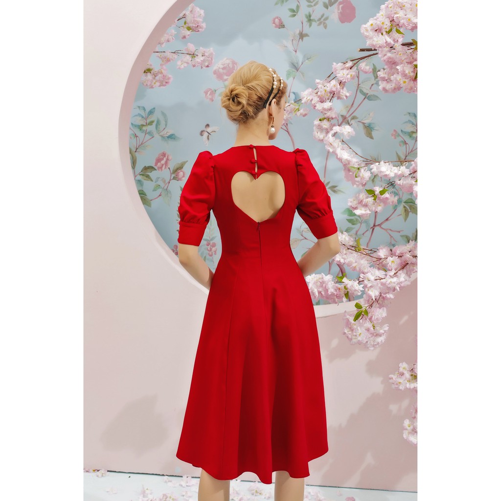 SÒ VINTAGE - MIYONE Đầm tay phồng trái tim cổ răng cưa | BigBuy360 - bigbuy360.vn