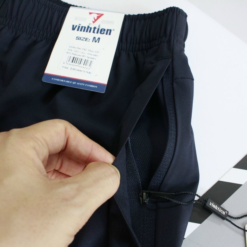 Quần đùi nam Vĩnh Tiến short thể thao vải gió mềm mịn không bai xù - Màu đen, tím than tối