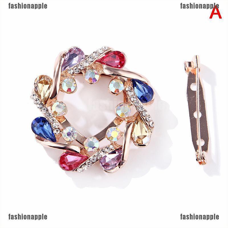 Ghim Cài Áo Hình Vòng Hoa Đính Đá Nhiều Màu Thời Trang