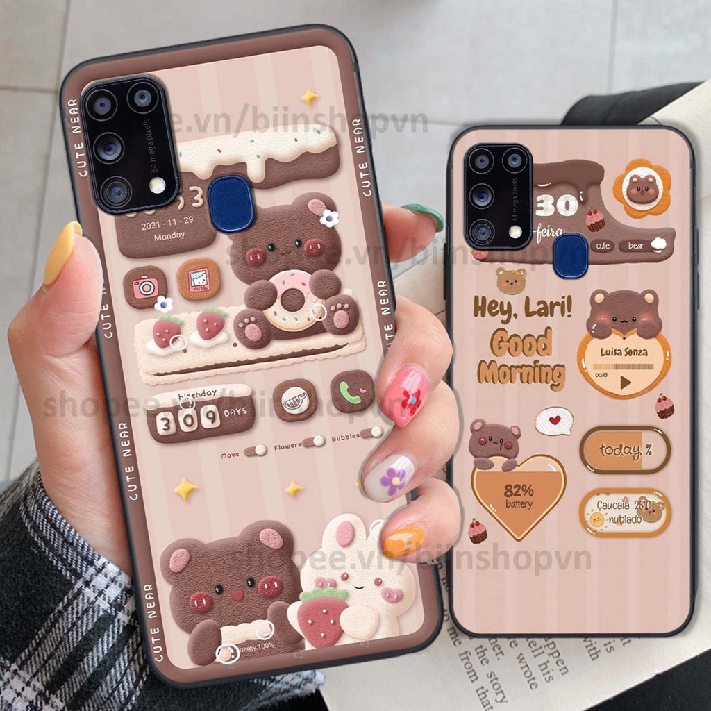 Ốp Samsung M31 in 3D icon gấu nổi siêu xinh, siêu đáng yêu, cá tính phong cách