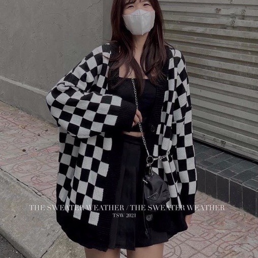 [SIU HOT] ÁO KHOÁC CARDIGAN HỌA TIẾT CARO, FORM ÁO RỘNG VẢI NỈ DÀY MỀM MẠI (có sẵn+đủ size) | BigBuy360 - bigbuy360.vn