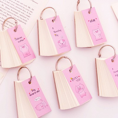 sổ note flashcard trà sữa boba tea FCT31 sổ note cute heo hồng