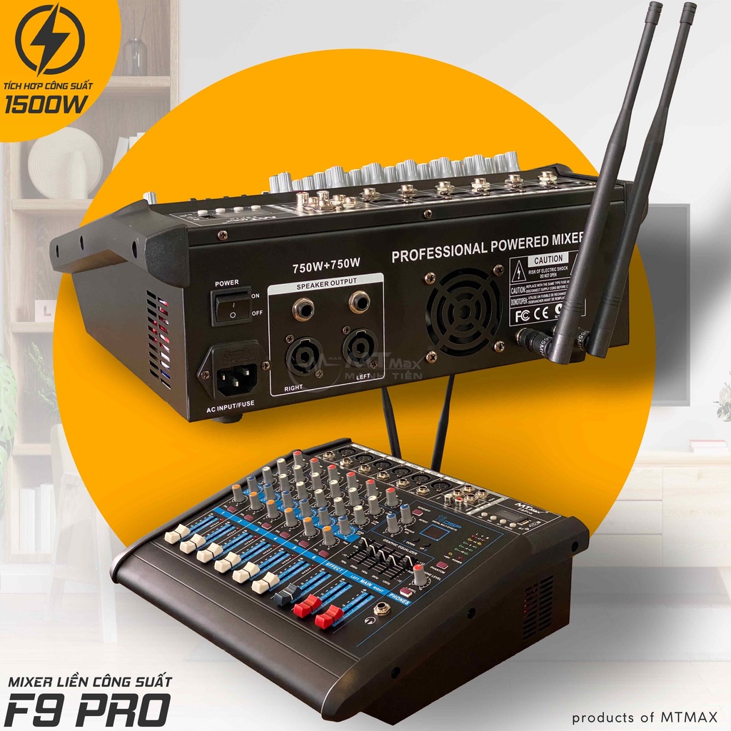 Mixer MTMAX F9 PRO liền công xuất chuyên nghiệp tích hợp nhiều chức năng - thiết kế siêu nhỏ gọn và hiện đại