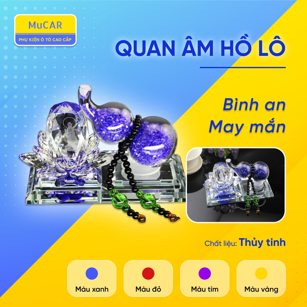 Tượng Quan Âm hồ lô pha lê phong thuỷ trang trí bàn làm việc, bàn học hay để taplo xe ô tô