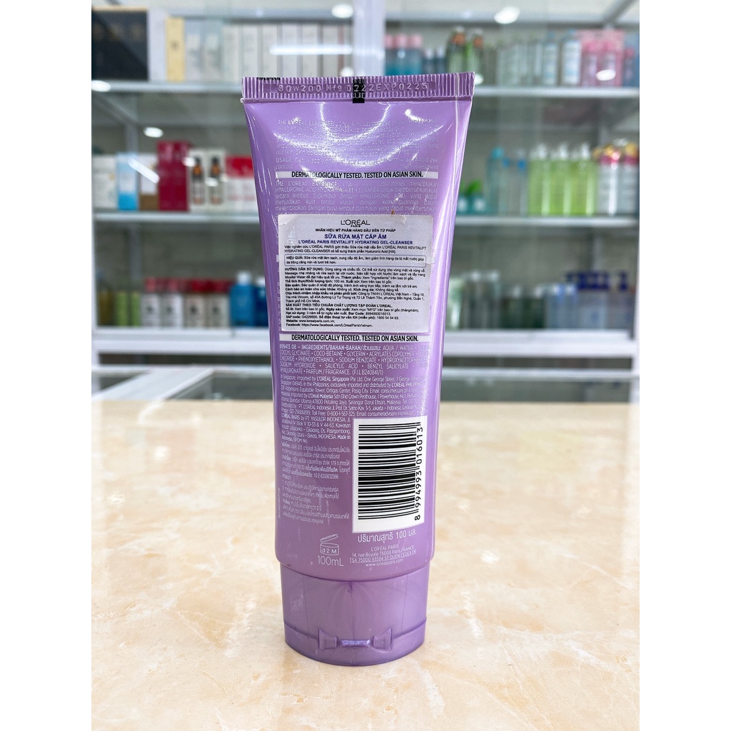 Sữa Rửa Mặt Cấp Ẩm Và Căng Mịn Da L'Oreal Revitalift Hyaluronic Acid Hydrating Gel-Cleanser 100ml Chính Hãng Công Ty