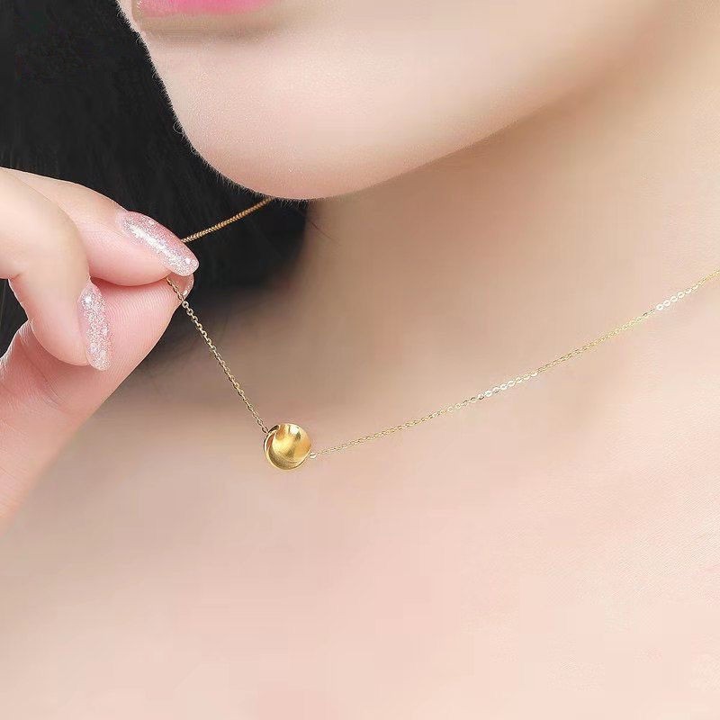 Dây Chuyền ( Vòng Cổ ) - Titan Trái Châu Vàng , Cách Điệu -Hàn Quốc - Ảnh Thật - MSP:8734