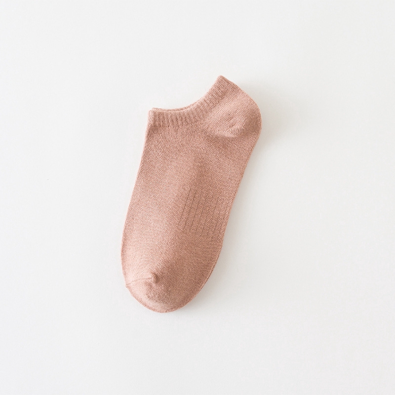Vớ Sợi Cotton Cổ Ngắn Màu Trơn Thoáng Khí Cho Nữ