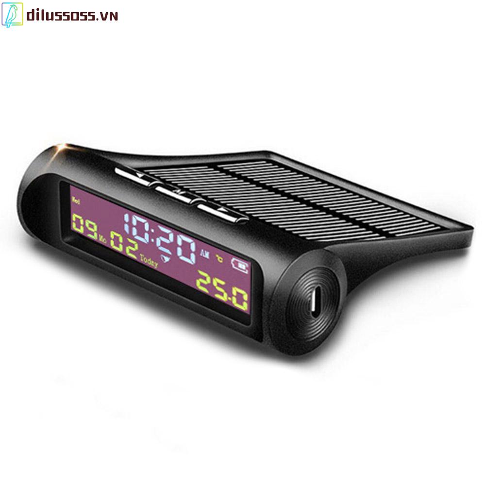 Đồng hồ kỹ thuật số Dilussoss TPMS màn hình LCD hiển thị nhiệt độ sử dụng năng lượng mặt trời cho xe hơi
