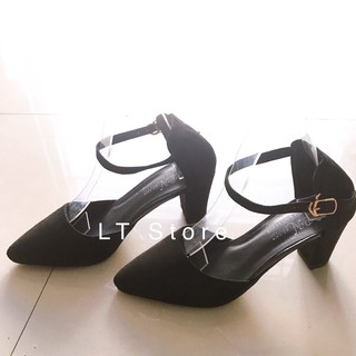 Giày cao gót 6cm bít mũi gót sọc đơn (có ảnh thật)