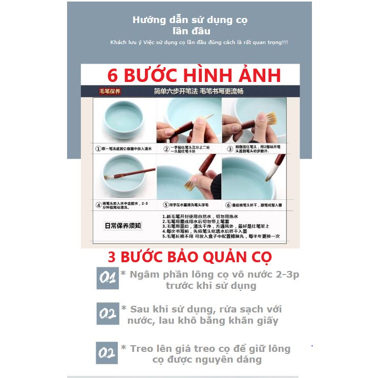 Bút cọ tập viết thư pháp GỖ ĐÀN HƯƠNG LÔNG SÓI TINH KHIẾT cỡ trung