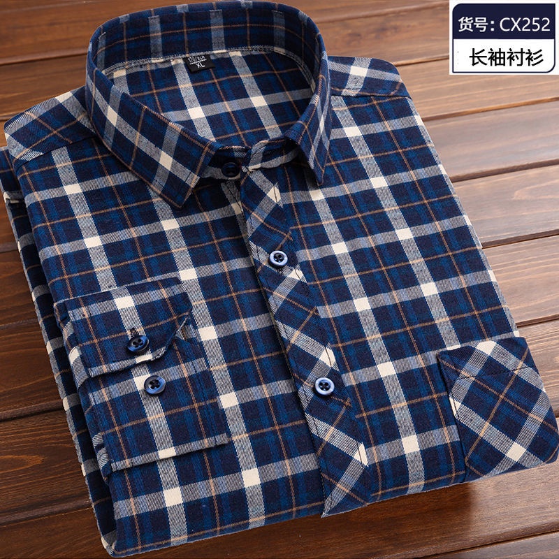 Plus Áo Sơ Mi cotton Tay Dài Thời Trang Xuân Thu Dành Cho Nam 1 inch