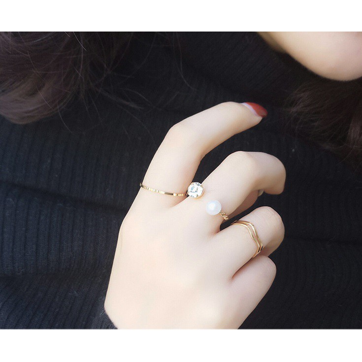 Set nhẫn 4 món đính đá sang trọng NHAN29