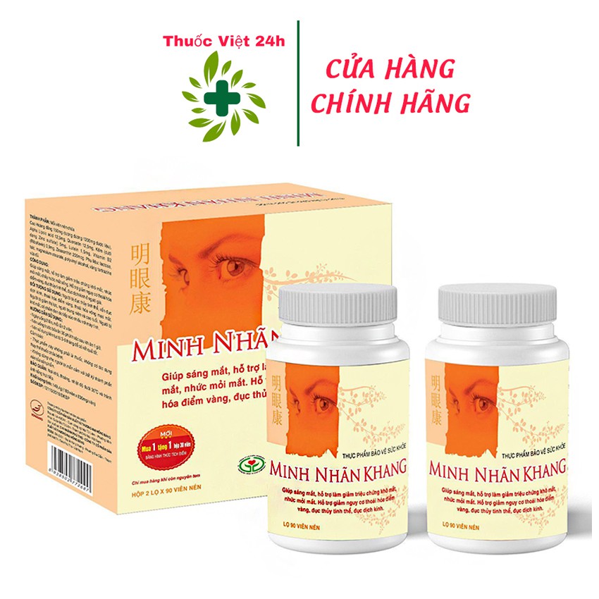 Minh Nhãn Khang (Hộp lớn 180 viên) - bổ mắt, hỗ trợ giúp tăng cường thị lực, giảm đục thủy tinh thể - thuocviet24h