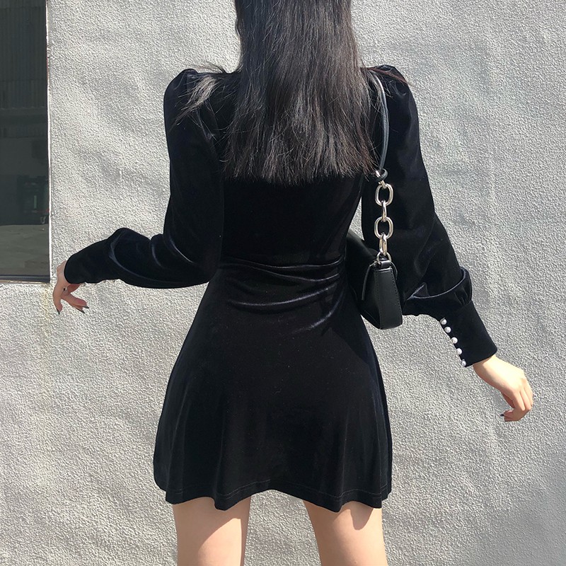 Đầm nữ tay dài dáng xòe phong cách sang trọng Emilyshop ulzzang