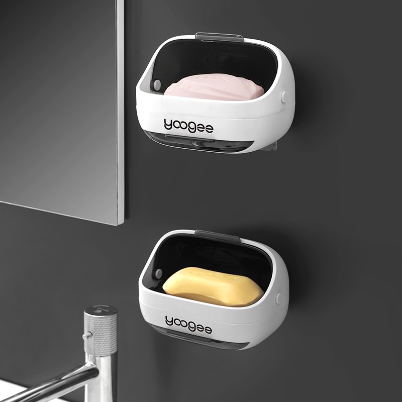 Hộp đựng xà phòng bằng nhựa trong suốt có rãnh thoát nước tiết kiệm không gian sáng tạo tiện dụng cho phòng tắm