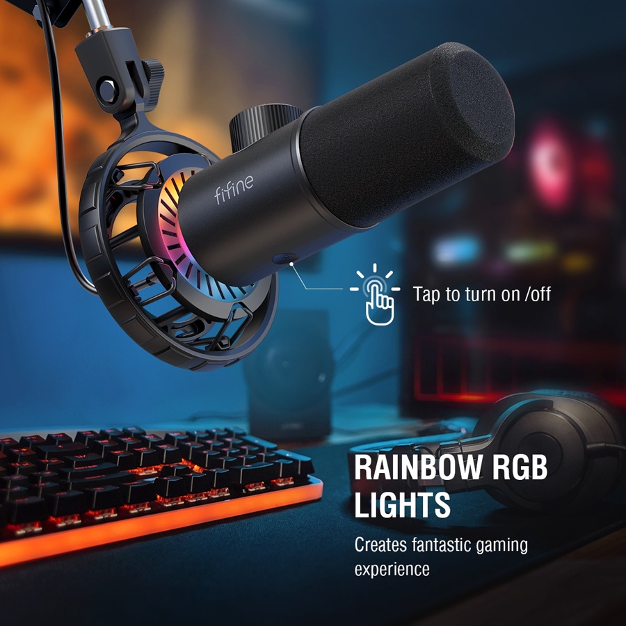Mic Thu Âm Cổng USB FIFINE K658 Chỉnh Màu RGB | Hàng Chính Hãng