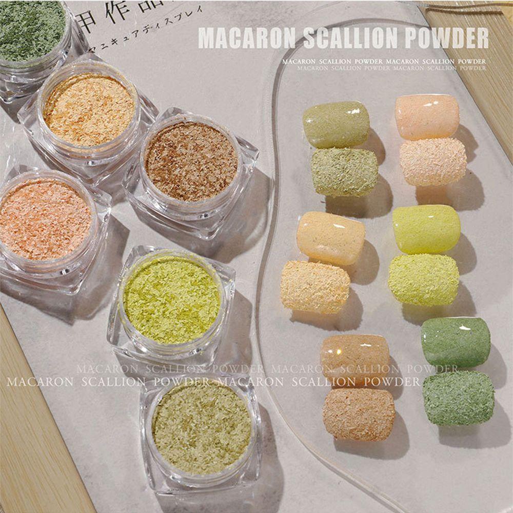 ❦ME❦ 6 Màu / Bộ 3D Mùn cưa long lanh Bột làm móng Macaron Hành lá Bột tự làm móng tay trang trí