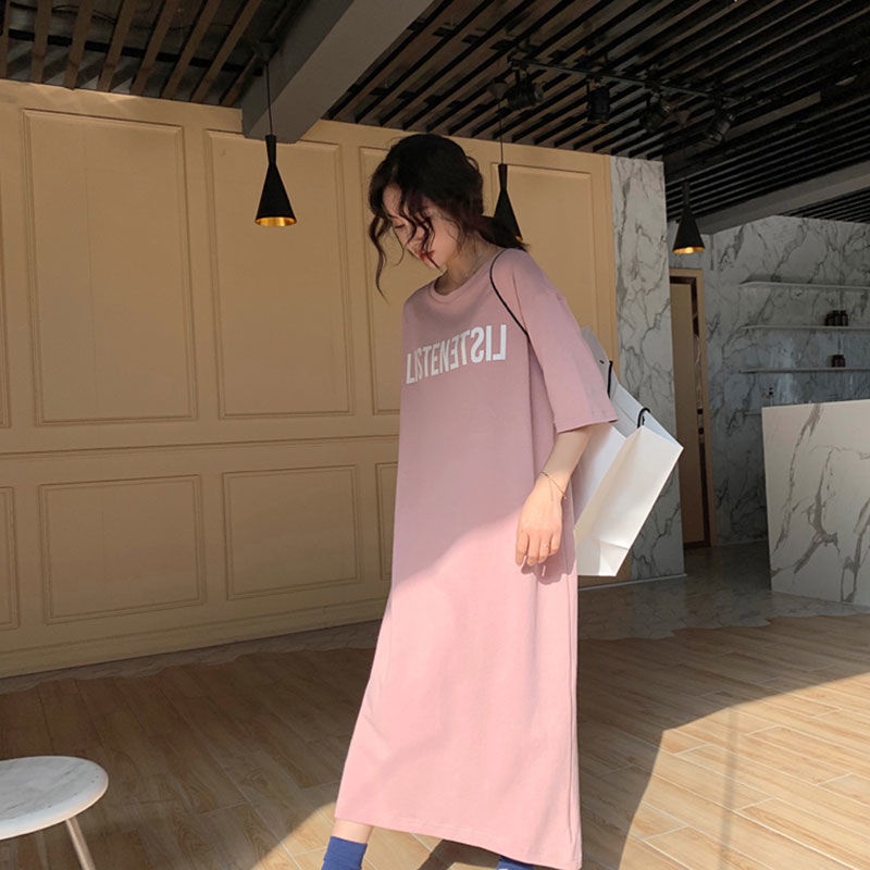 Đầm Ngủ Thun Dáng Dài Tay Ngắn Cỡ Lớn Kiểu Mới Thời Trang Mùa Hè Cho Nữ