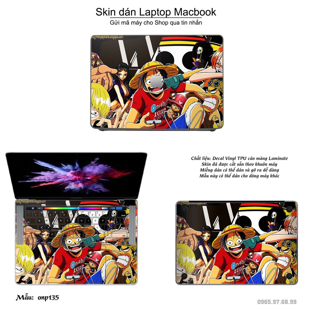 Skin dán Macbook mẫu One Piece (đã cắt sẵn, inbox mã máy cho shop)